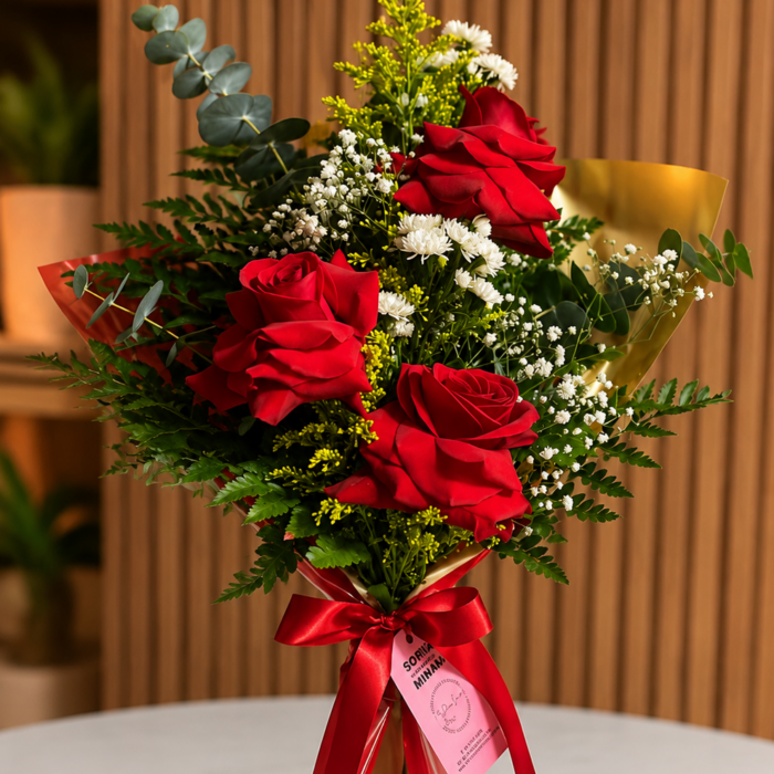 Ramalhete Judy com 03 Rosas - 9002